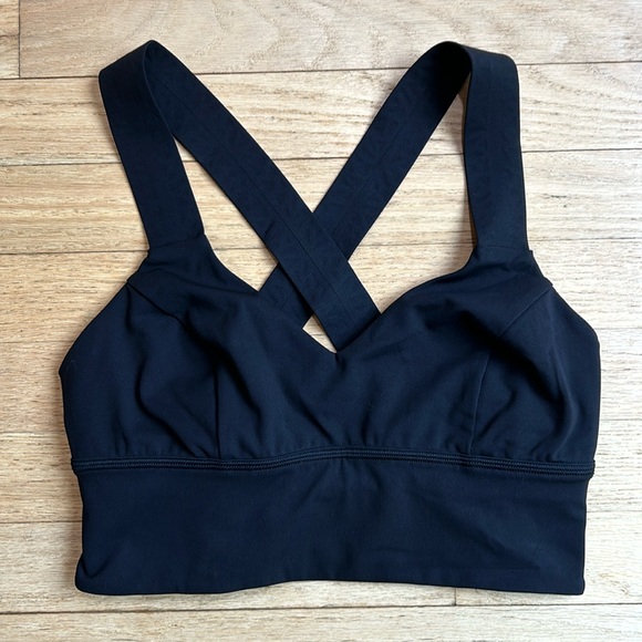 Lululemon Deep V Neck Bra 6 Black EUC - Picture 1 of 5